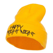 Happy Fright Night Embroidered Long Beanie