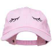 Eyelashes Embroidered Unstructured Washed Cap