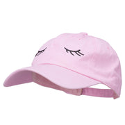 Eyelashes Embroidered Unstructured Washed Cap