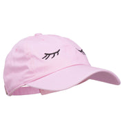 Eyelashes Embroidered Unstructured Washed Cap