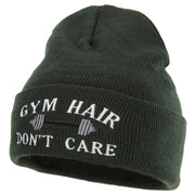 Gym Hair Don't Care Embroidered 12 Inch Long Knitted Beanie