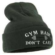 Gym Hair Don't Care Embroidered 12 Inch Long Knitted Beanie