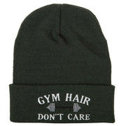 Gym Hair Don't Care Embroidered 12 Inch Long Knitted Beanie