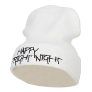 Happy Fright Night Embroidered Long Beanie