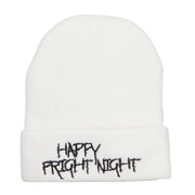 Happy Fright Night Embroidered Long Beanie