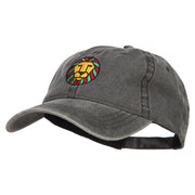 Rasta Lion Embroidered Washed Cap