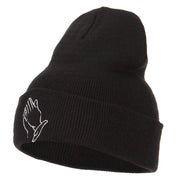 Praying Hands Embroidered Long Beanie