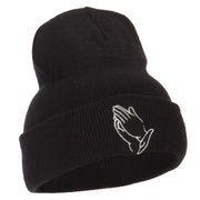 Praying Hands Embroidered Long Beanie