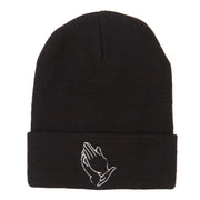 Praying Hands Embroidered Long Beanie