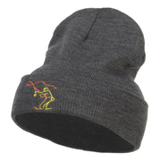 Fly Fishing Man Embroidered Long Beanie