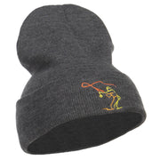 Fly Fishing Man Embroidered Long Beanie