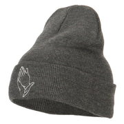 Praying Hands Embroidered Long Beanie