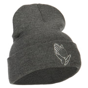 Praying Hands Embroidered Long Beanie