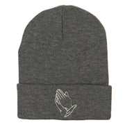 Praying Hands Embroidered Long Beanie