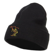 Fly Fishing Man Embroidered Long Beanie