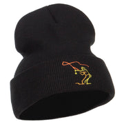 Fly Fishing Man Embroidered Long Beanie