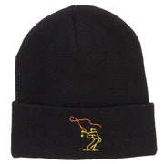 Fly Fishing Man Embroidered Long Beanie