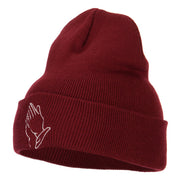 Praying Hands Embroidered Long Beanie