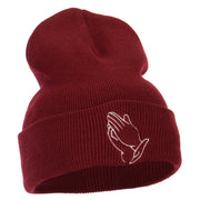 Praying Hands Embroidered Long Beanie