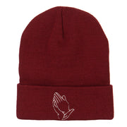 Praying Hands Embroidered Long Beanie