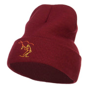 Fly Fishing Man Embroidered Long Beanie