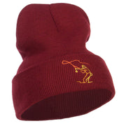 Fly Fishing Man Embroidered Long Beanie