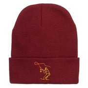 Fly Fishing Man Embroidered Long Beanie