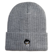 Cesare Head The Cabinet of Dr  Caligari 1920 Logo Embroidered Heavy Ribbed Cuff Beanie - Grey OSFM