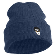 Cesare Head The Cabinet of Dr  Caligari 1920 Logo Embroidered Heavy Ribbed Cuff Beanie - Navy OSFM