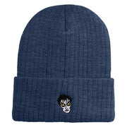 Cesare Head The Cabinet of Dr  Caligari 1920 Logo Embroidered Heavy Ribbed Cuff Beanie - Navy OSFM