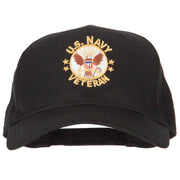 US Navy Veteran Circle Symbol Embroidered Solid Cotton Pro Style Cap