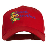 USA State South Carolina Flowers Embroidered Cotton Cap