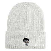 Cesare Head The Cabinet of Dr  Caligari 1920 Logo Embroidered Heavy Ribbed Cuff Beanie - White OSFM