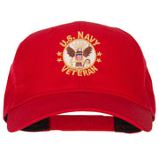 US Navy Veteran Circle Symbol Embroidered Solid Cotton Pro Style Cap