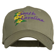 USA State South Carolina Flowers Embroidered Cotton Cap