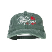 Happy Holidays Snowflakes Embroidered Washed Cap