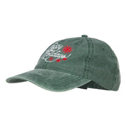 Happy Holidays Snowflakes Embroidered Washed Cap