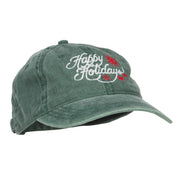 Happy Holidays Snowflakes Embroidered Washed Cap