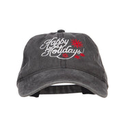 Happy Holidays Snowflakes Embroidered Washed Cap