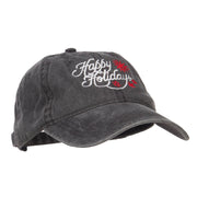 Happy Holidays Snowflakes Embroidered Washed Cap