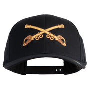 U.S. Army Cavalry Collar Insignia Embroidered Retro Cotton Blend Snapback Cap - Black OSFM