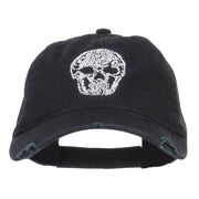 Day of the Dead Skull Embroidered Frayed Cap