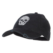 Day of the Dead Skull Embroidered Frayed Cap