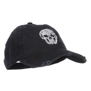 Day of the Dead Skull Embroidered Frayed Cap