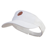 Artistic Rugby Ball Embroidered Pro Style Cotton Twill Washed Visor - White OSFM