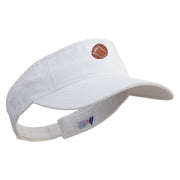 Artistic Rugby Ball Embroidered Pro Style Cotton Twill Washed Visor - White OSFM