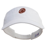 Artistic Rugby Ball Embroidered Pro Style Cotton Twill Washed Visor - White OSFM