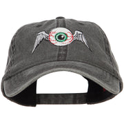 Flying Eyeball Embroidered Washed Cap