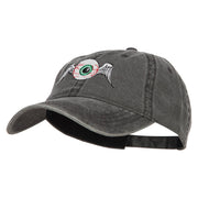 Flying Eyeball Embroidered Washed Cap