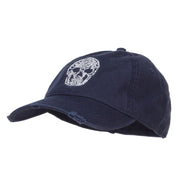 Day of the Dead Skull Embroidered Frayed Cap